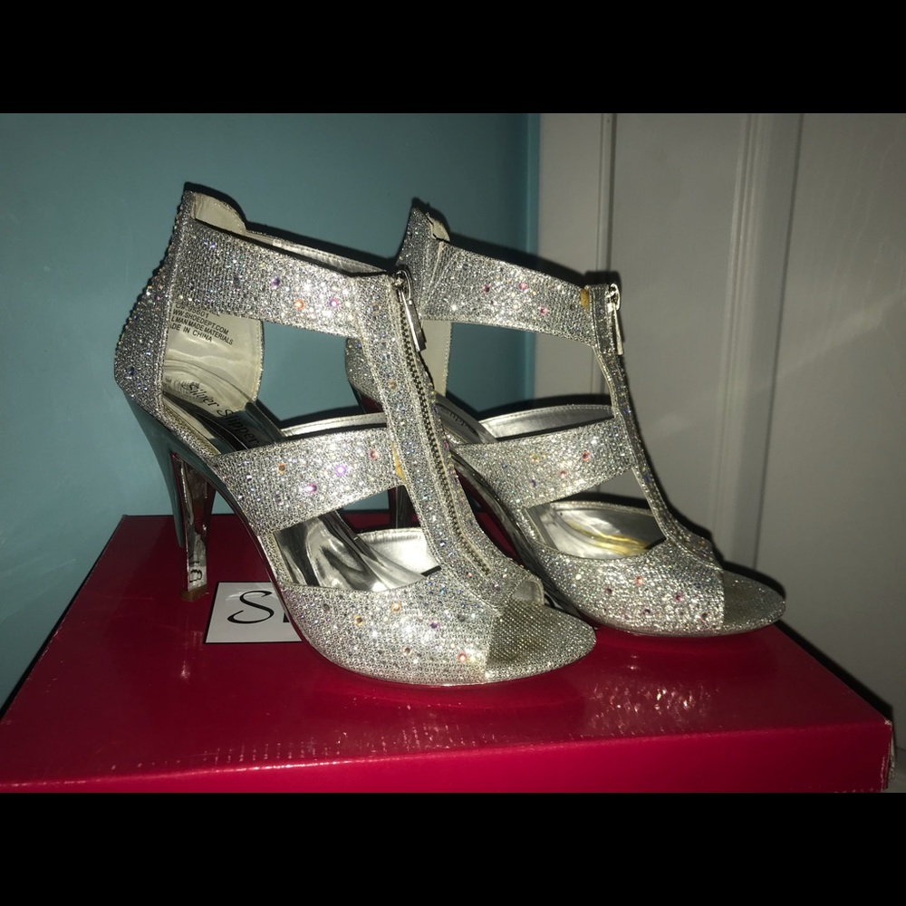 Silver slipper sparkly heels